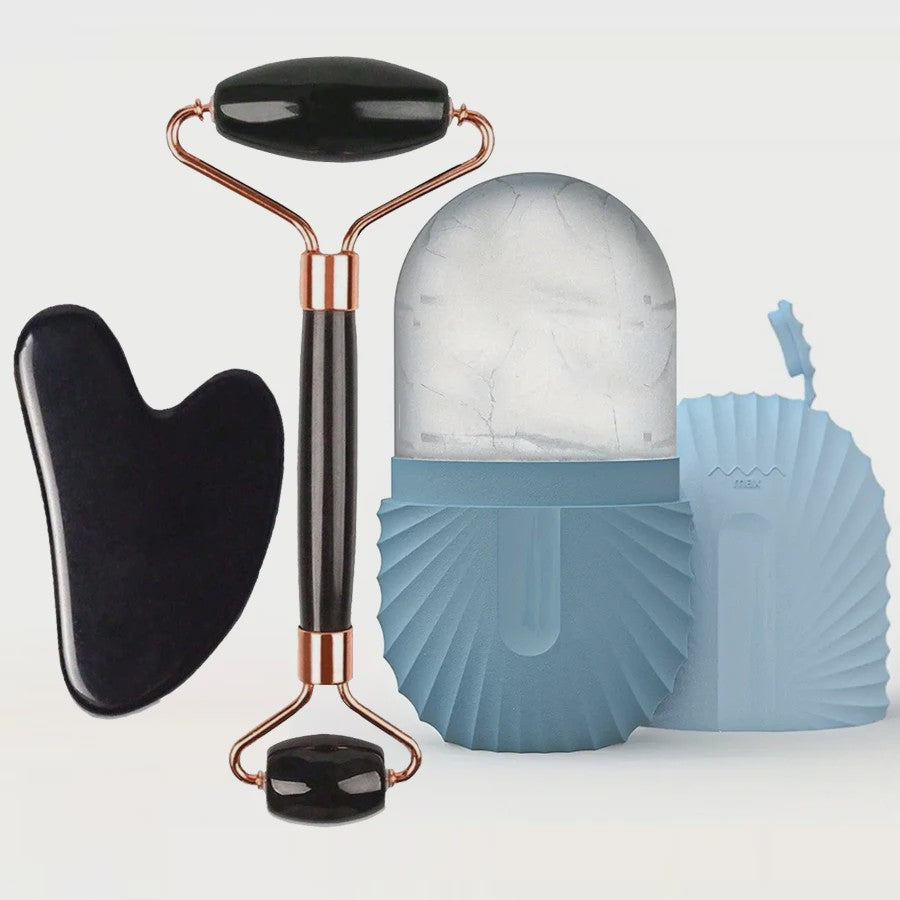 Gezichtsroller & IJsroller Set: Luxe Huidverzorging met Gua Sha Tool