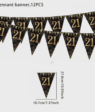 Black Gold Verjaardag Banner - Slingers voor 30, 40, 50, 60 Jaar Feestdecoratie