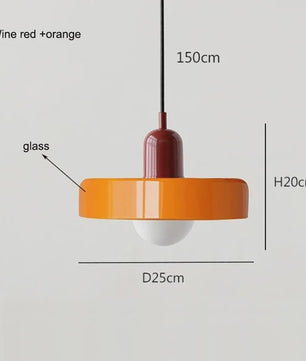 Nordic Bauhaus Hanglamp - Retro Glas & Kleurrijke Kap voor Woonkamer, Eetkamer, Bar