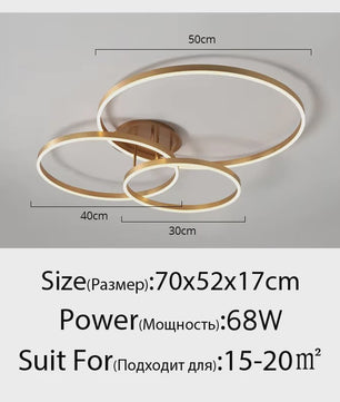 Moderne LED Plafondlamp 3 Cirkels - Goud/Koffie - Woonkamer & Slaapkamer