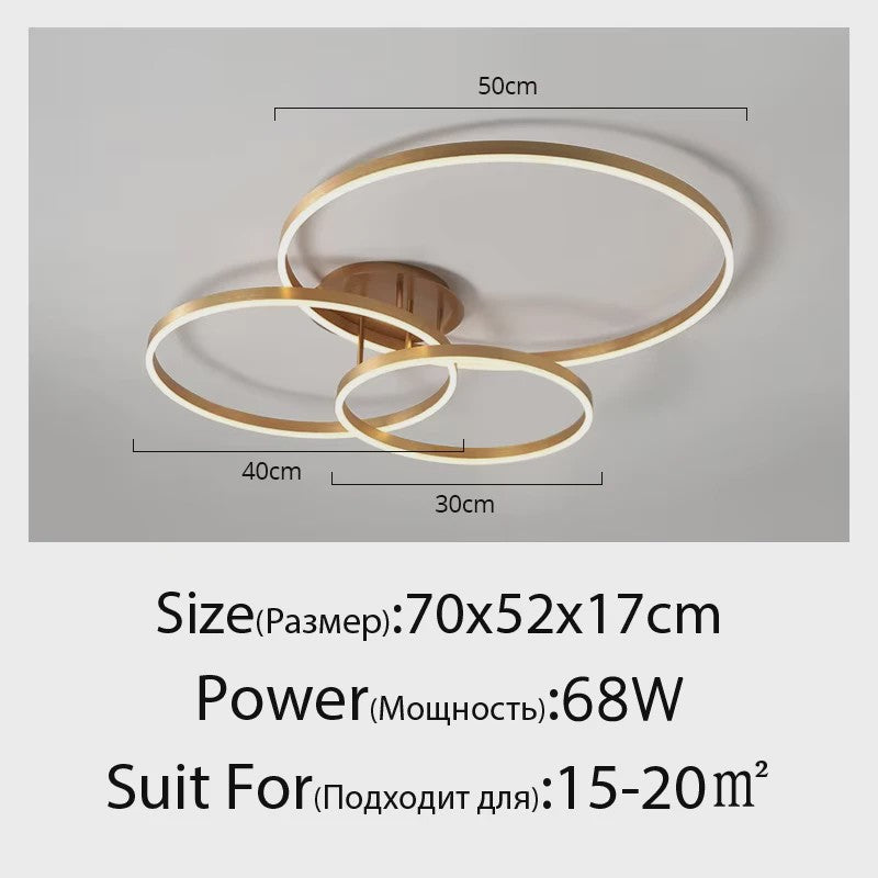 Moderne LED Plafondlamp 3 Cirkels - Goud/Koffie - Woonkamer & Slaapkamer
