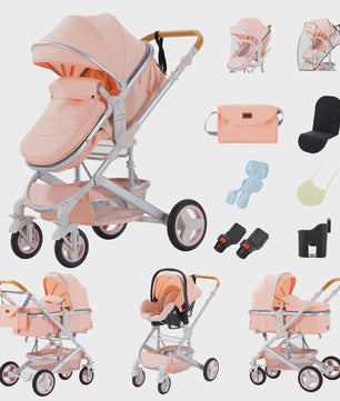 3-in-1 Multifunctionele Kinderwagen - Lichtgewicht en Compact met Babyzitje en Reiswieg