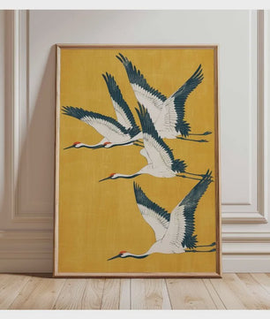Elegante Japanse Kraanvogels Poster - Aziatische Wanddecoratie op Canvas