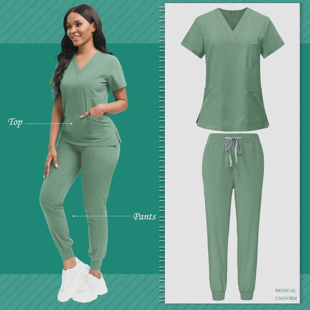 Comfortabele Dames Scrub Set - Medische Werkkleding Top & Broek