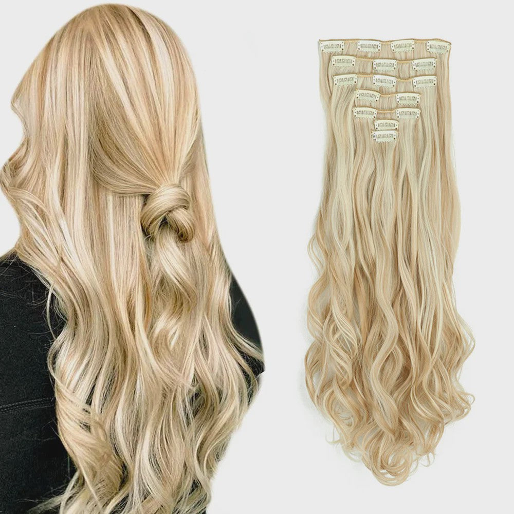 Clip-in Haarverlenging 7 Delig - 55cm Lang Krullend Synthetisch Haar