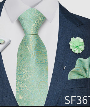 Luxe Heren Set: Paarse Paisley Stropdas, Manchetknopen, Pochet & Boutonnière - 8cm Breed
