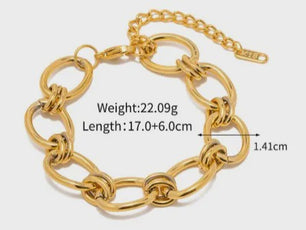Gouden Chunky Schakelarmband met OT Sluiting - Roestvrij Staal, Aanslagvrij