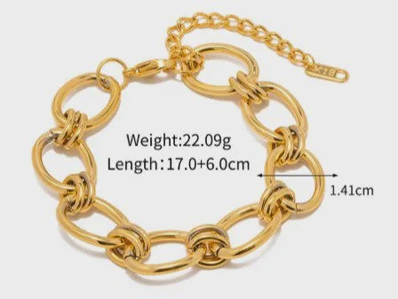 Gouden Chunky Schakelarmband met OT Sluiting - Roestvrij Staal, Aanslagvrij