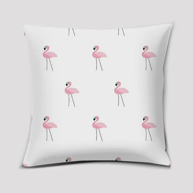 Vrolijke Flamingo Kussenhoes Vierkant - Decoratie voor Bank & Auto