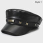 Klassieke Zwarte PU Lederen Baret met Vizier - Retro Stijl Pet voor Dames