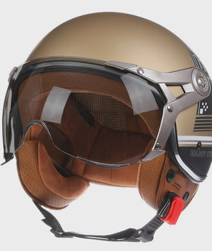 Retro Open Face Motorhelm 3/4 Vintage Chopper Scooter Helm - DOT Goedgekeurd