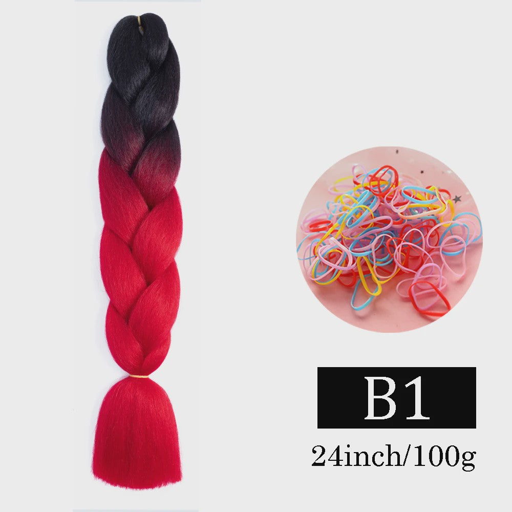 24 Inch Jumbo Braids Haarverlenging - Synthetisch Vlechtkapsel met Ombre Kleuren
