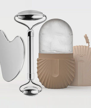 Gezichtsroller & Gua Sha Set: Luxe Roestvrij Staal & IJsroller voor Huidverzorging