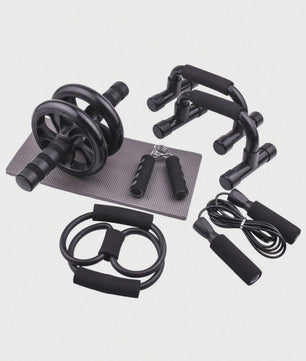 7-delige Home Workout Set: Springtouw, Handknijper, Push-up Bars & Buikroller