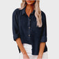 Dames Blouse met Lange Mouwen - Katoen Linnen Look