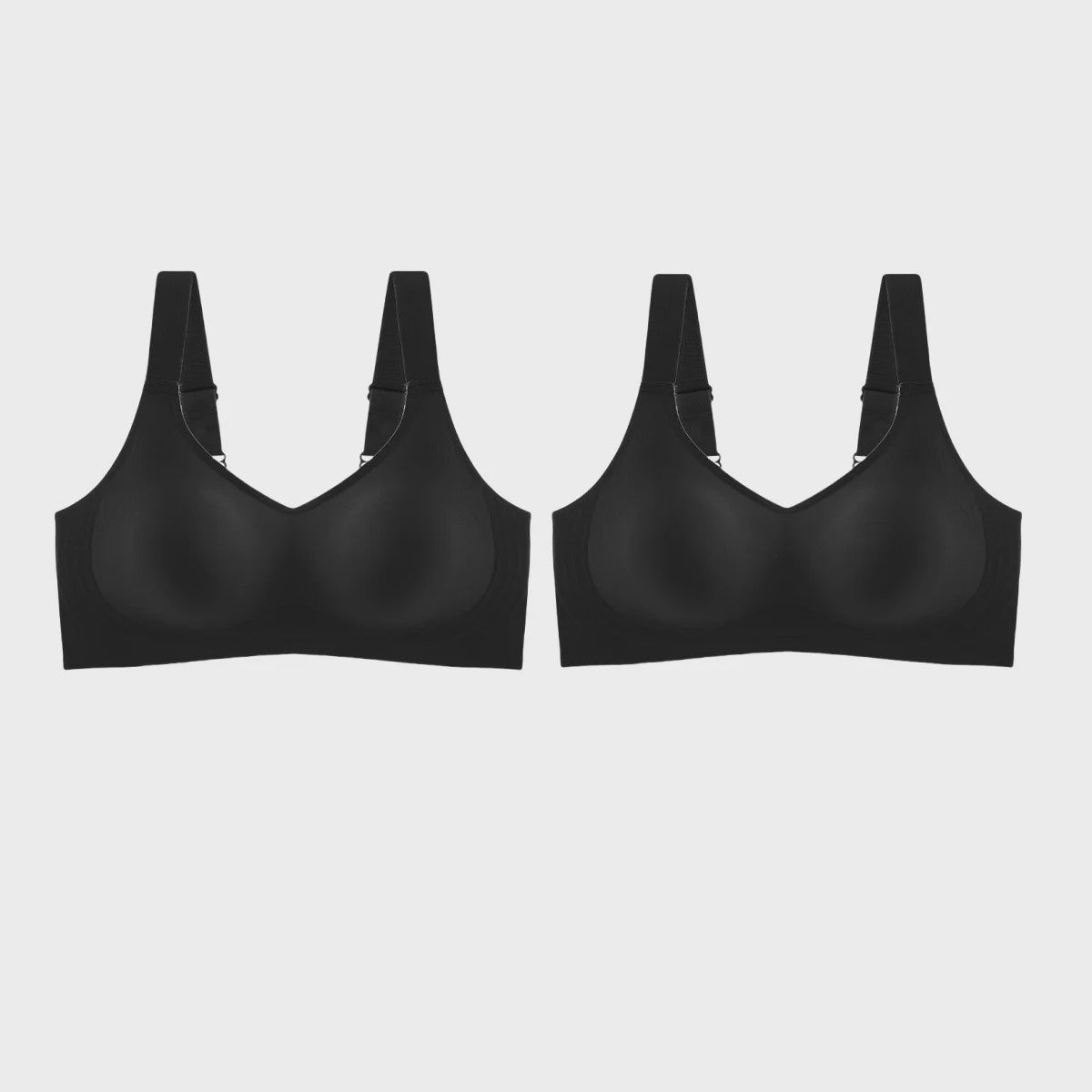 Set van 2 Naadloze Comfort BH's met V-hals en Brede Bandjes - Draadloos & Onzichtbaar