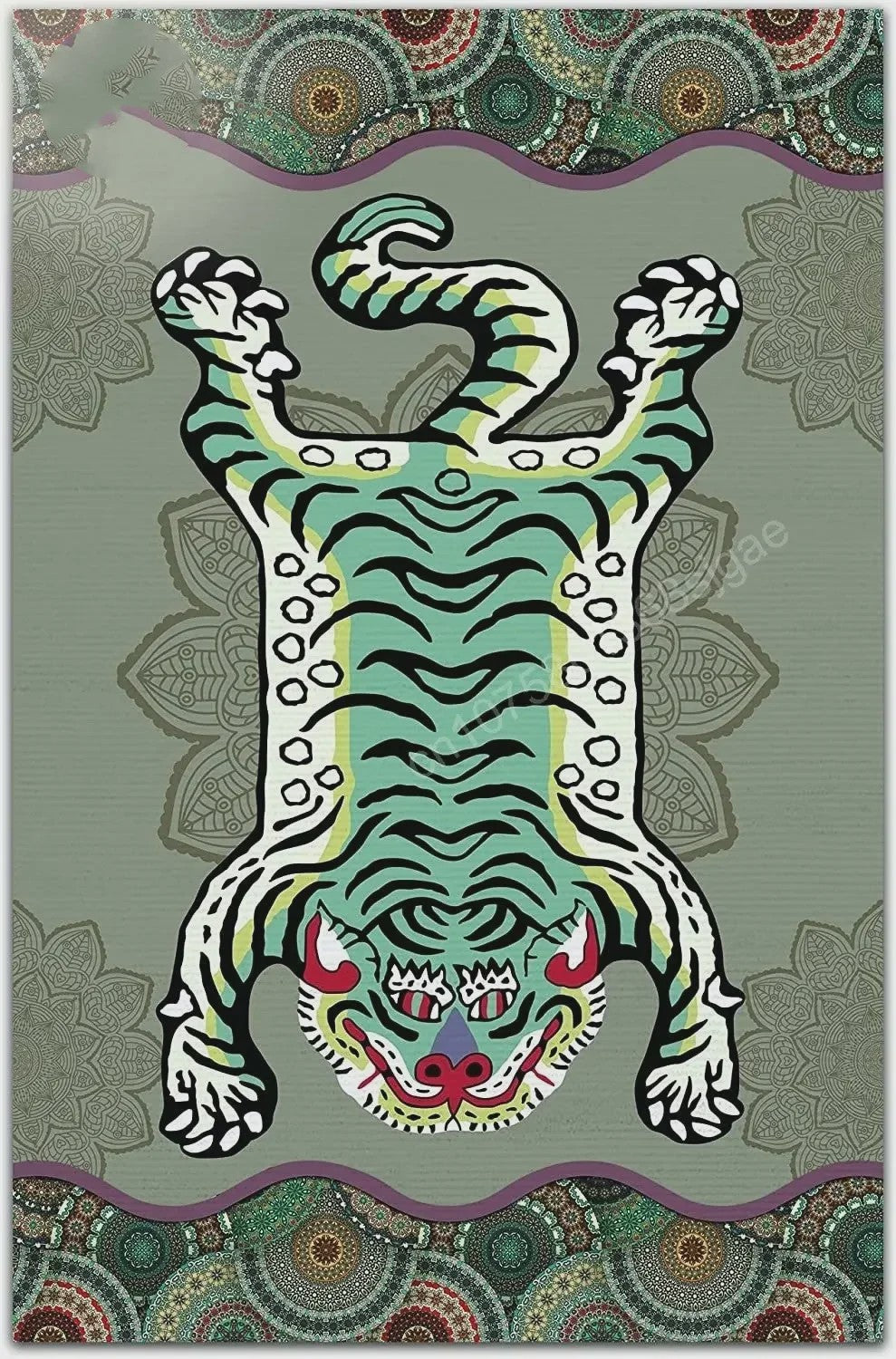 Bohemian Tibetaanse Tijger Vloerkleed - Antislip Decoratief Kleed voor Woonkamer & Slaapkamer