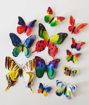 12x 3D Vlinder Stickers - Kleurrijke Decoratie voor Huis, Bruiloft & Kantoor