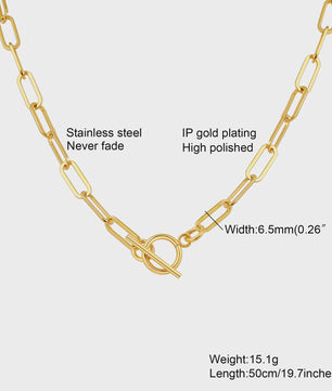 Chunky Gouden Halsketting Dames - Roestvrij Staal Dikke Ovalen Schakelketting Choker