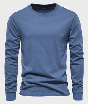 AIOPESON Heren Basic Longsleeve T-shirt - Katoen, Ronde Hals, Effen Kleur