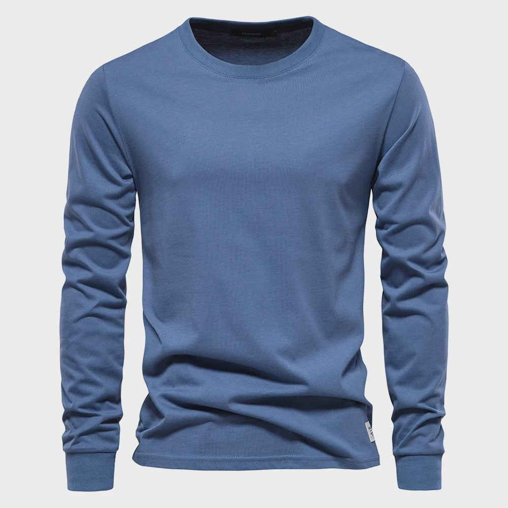 AIOPESON Heren Basic Longsleeve T-shirt - Katoen, Ronde Hals, Effen Kleur