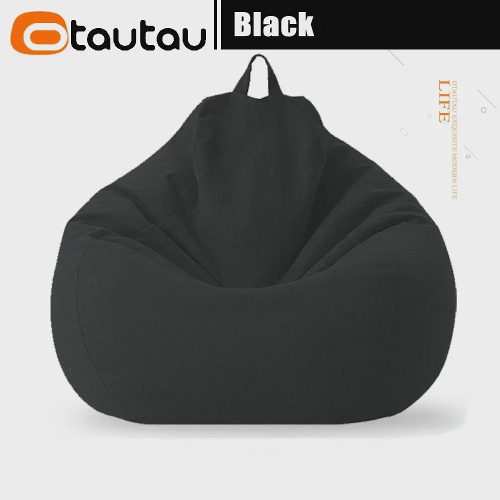 70cm Gevulde Beanbag Sofa van Katoen Linnen - Comfortabele Loungestoel voor Ontspanning