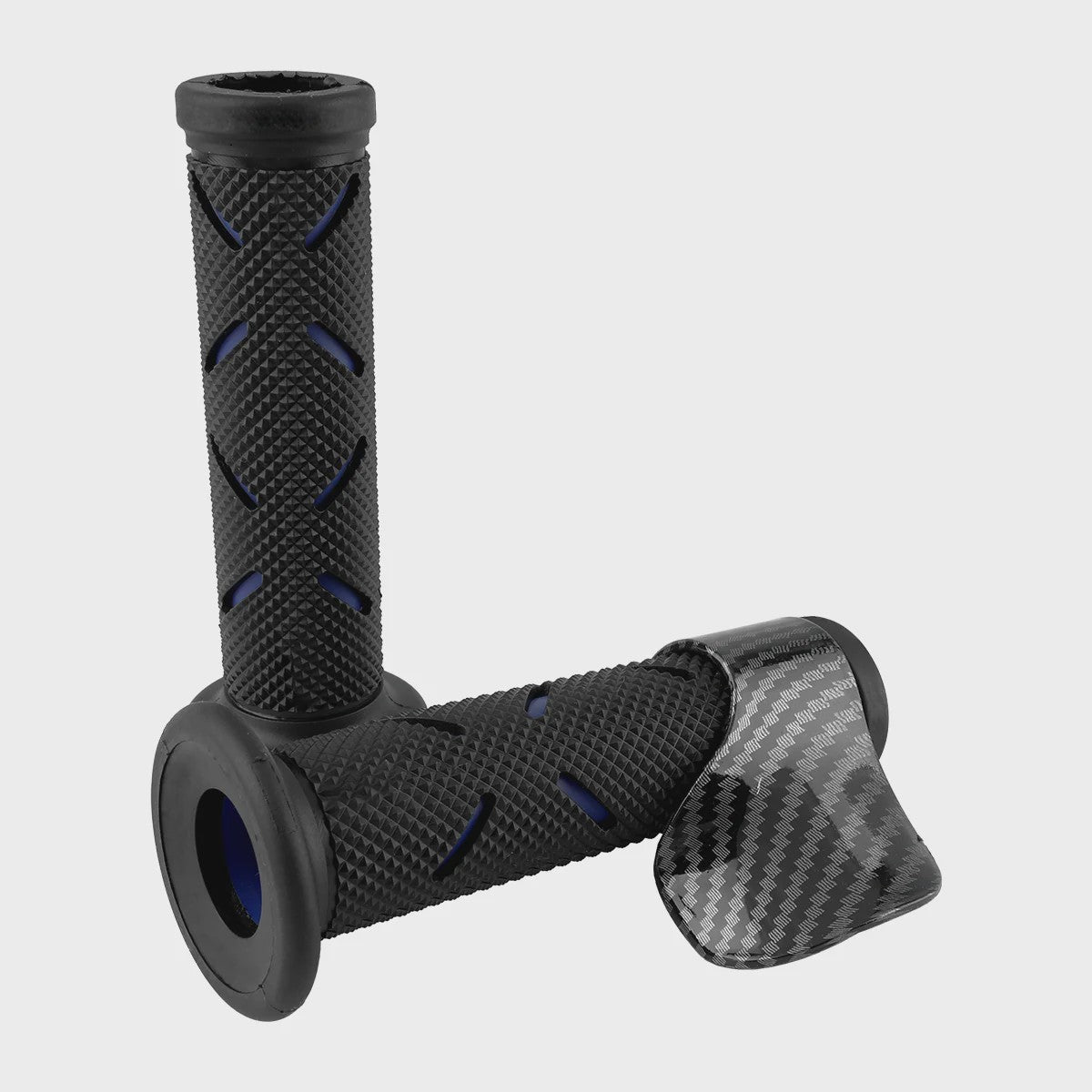 Set Motor Stuurhandvatten 22mm - Antislip Rubber & Aluminium Eindkappen