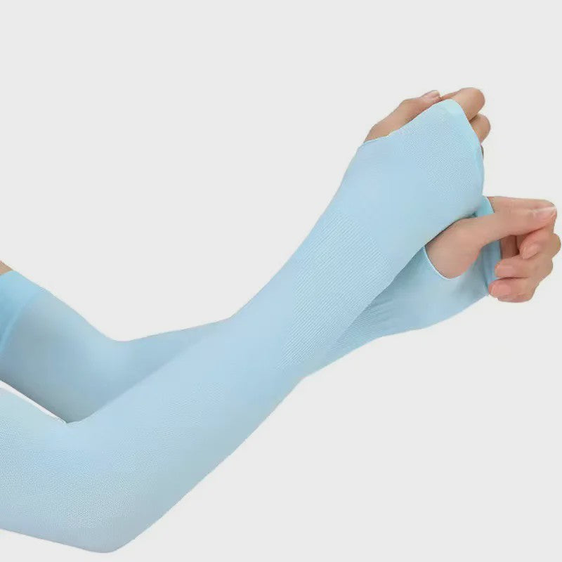 Zomer Arm Sleeves met UV Bescherming - Ademend IJs Zijde, Vingerloos