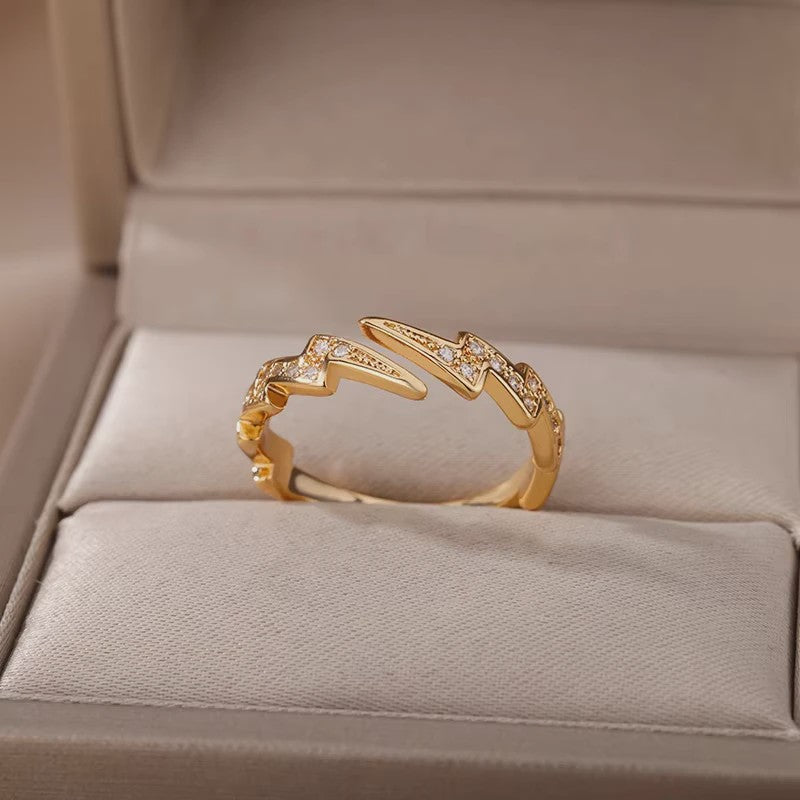Luxe Gouden Ringen Set: Zirkonia & Boze Oog Design - Verstelbaar & Trendy