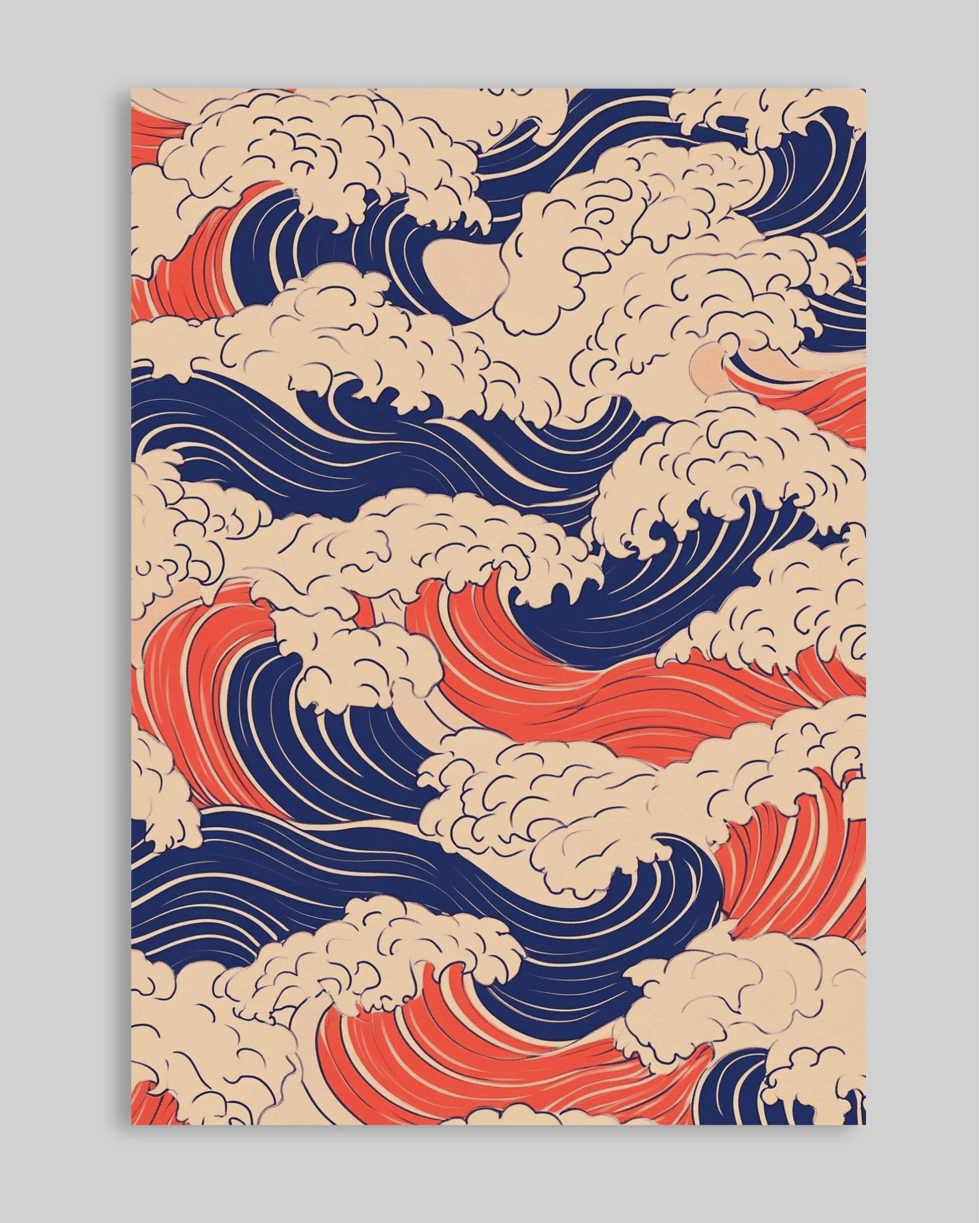 Abstracte Blauwe Golven Canvas Poster - Japandi Zen Stijl Wanddecoratie