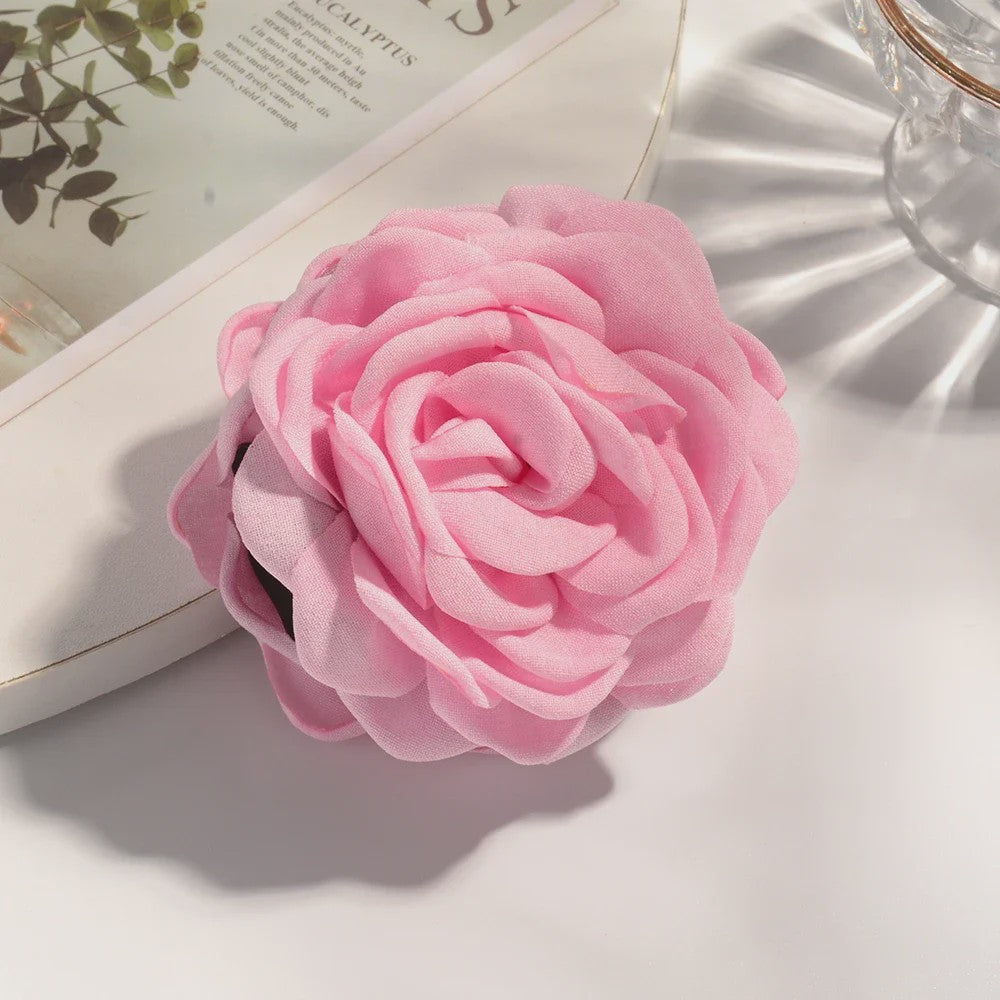 Bloem Haarclip Dames - Katoen Stof Rozen Klip - Medium Maat - Koreaanse Stijl Haarsieraad