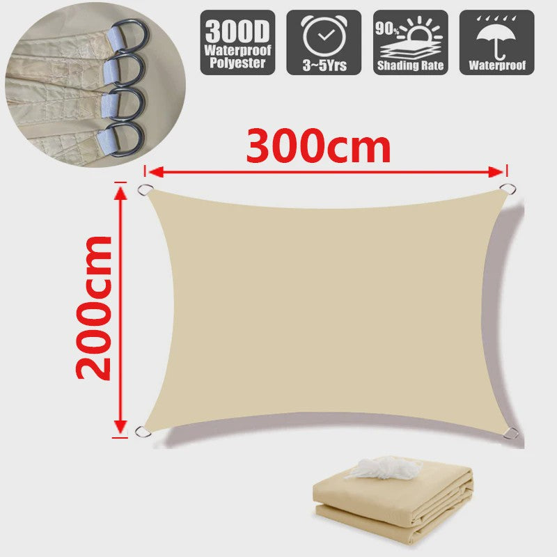 Waterdicht UV-bestendig Schaduwdoek 300D Polyester - Zonwering voor Tuin, Terras & Auto