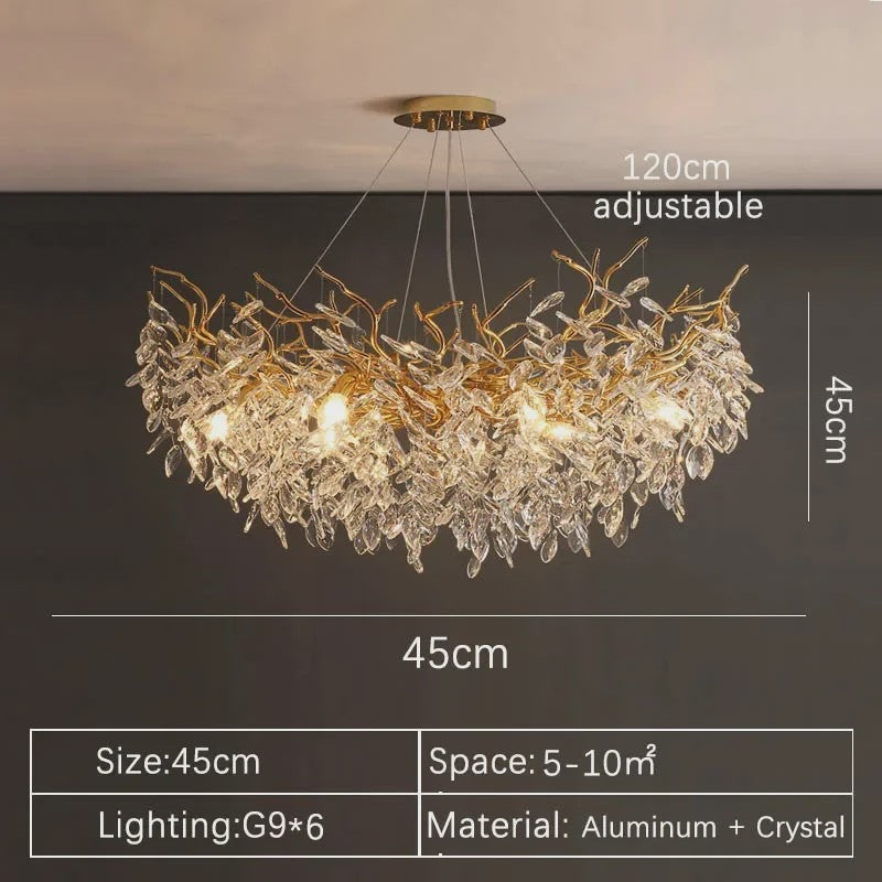 Luxe Gouden Kristallen LED Kroonluchter - Plafondlamp & Hanglamp voor Woonkamer, Eetkamer, Slaapkamer