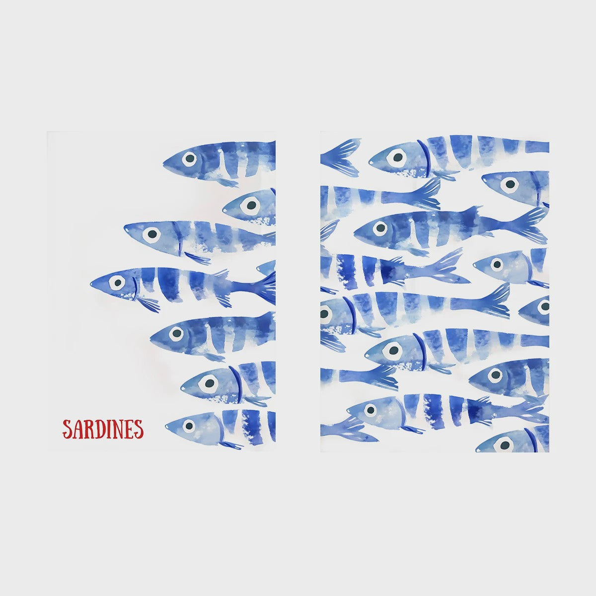 Retro Blauwe Sardine Canvas Poster - Mediterrane Stijl Wanddecoratie