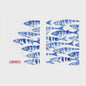 Retro Blauwe Sardine Canvas Poster - Mediterrane Stijl Wanddecoratie