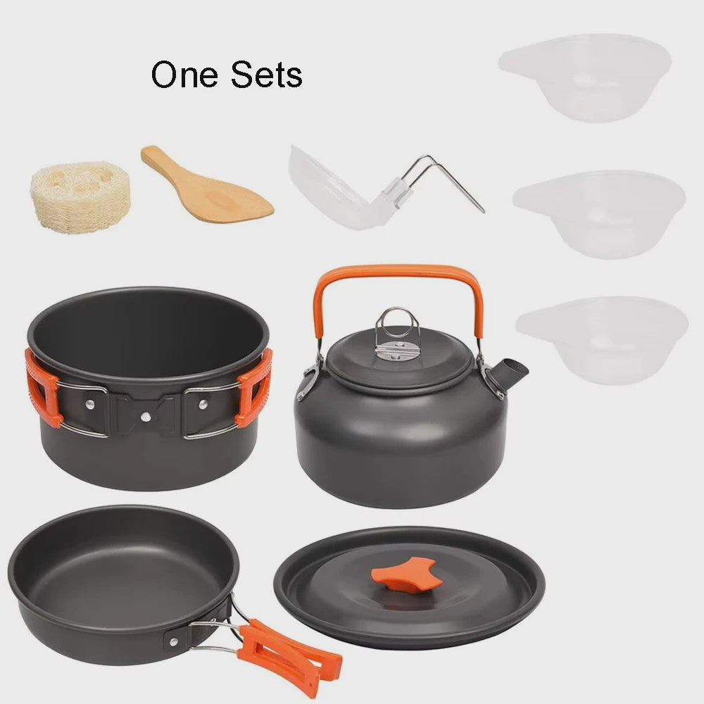 Kampeer Kookset Aluminium Outdoor Keukengerei Set - 12 Delig voor 2-3 Personen