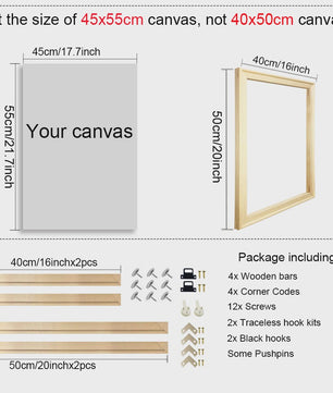 DIY Houten Canvas Frame Kit - Diverse Maten voor Schilderijen & Diamantkunst