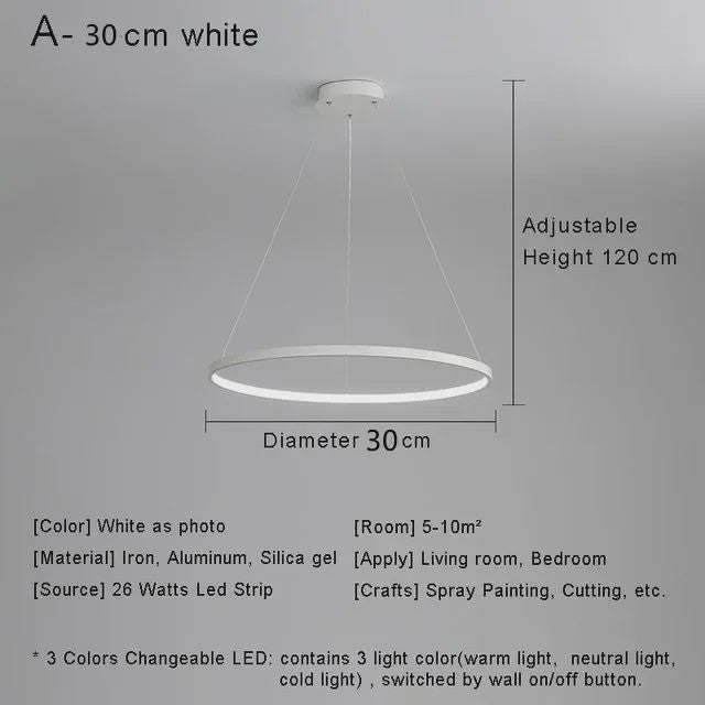 Moderne Minimalistische LED Ring Plafondlamp - Stijlvolle Hanglamp voor Woonkamer & Eetkamer