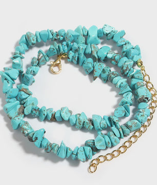 Unieke Natuursteen Choker Ketting - Onregelmatige Kristal & Aquamarijn Chips