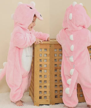 Baby Romper Dierenkostuum Kigurumi - Zacht Flanellen Jumpsuit voor Jongens & Meisjes