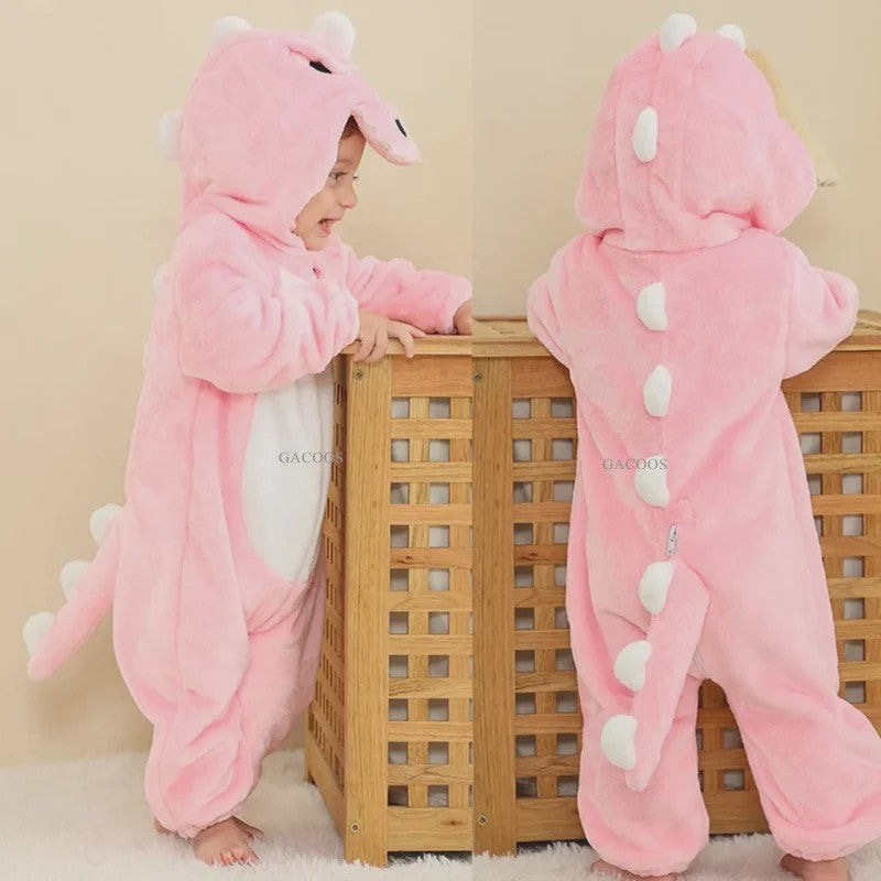 Baby Romper Dierenkostuum Kigurumi - Zacht Flanellen Jumpsuit voor Jongens & Meisjes