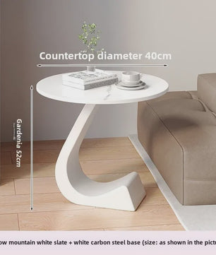 Luxe Ronde Bijzettafel met Rock Slab Look - Modern Design voor Woonkamer & Slaapkamer