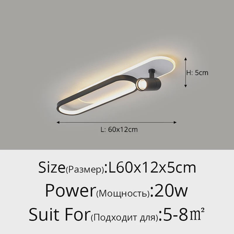Moderne LED Plafondlamp met Spotlight - Zwart, Wit of Goud - Sfeervolle Verlichting voor Slaapkamer & Studiekamer