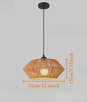Handgeweven Rotan Hanglamp - Boho Stijl Papier Touw Plafondlamp voor Woonkamer & Slaapkamer