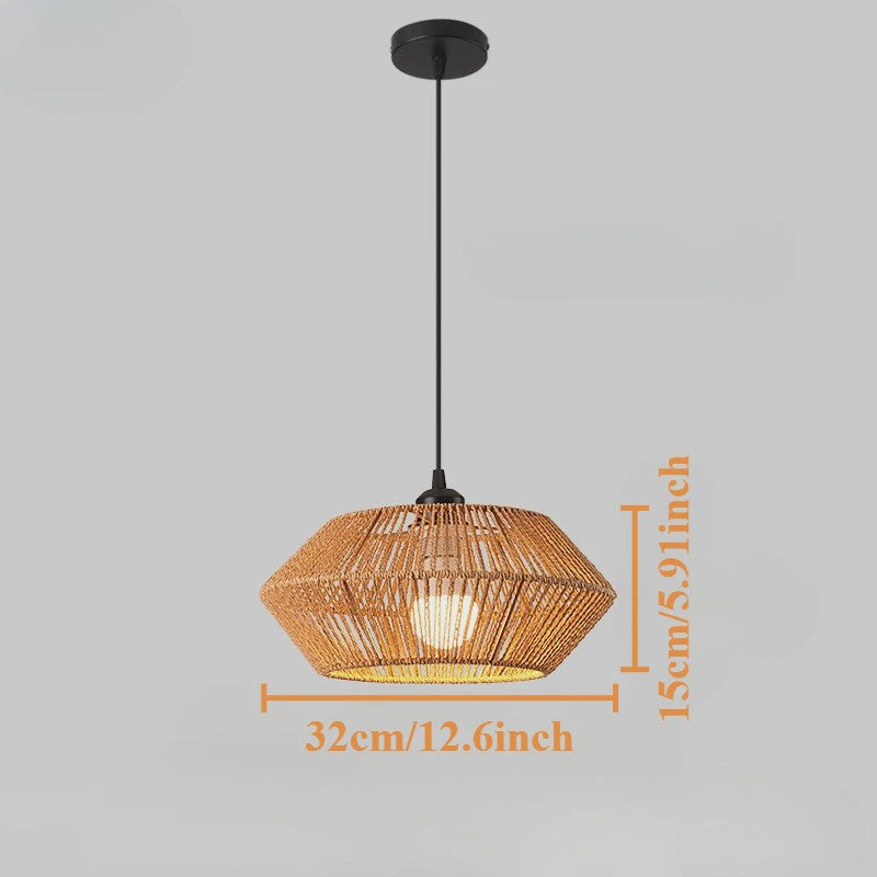 Handgeweven Rotan Hanglamp - Boho Stijl Papier Touw Plafondlamp voor Woonkamer & Slaapkamer