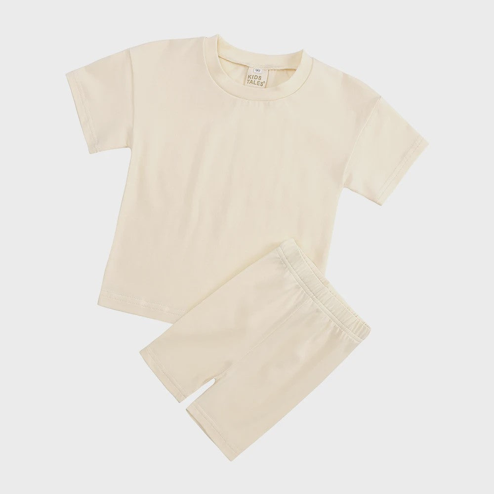 Katoenen Kinderkleding Set: T-shirt & Biker Shorts voor Jongens en Meisjes (1-13 Jaar)