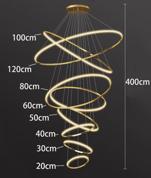 Luxe LED Trappenhuis Hanglamp - Moderne Ring Kroonluchter voor Woonkamer & Eetkamer