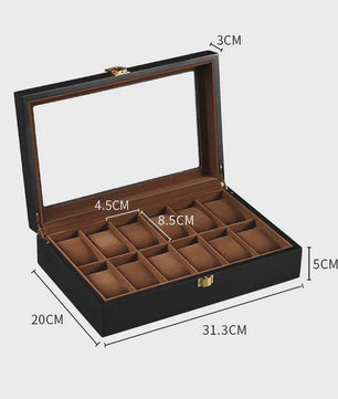 Luxe Houten Horlogedoos met Glas - Diverse Slots & Stijlvolle Opbergoplossing