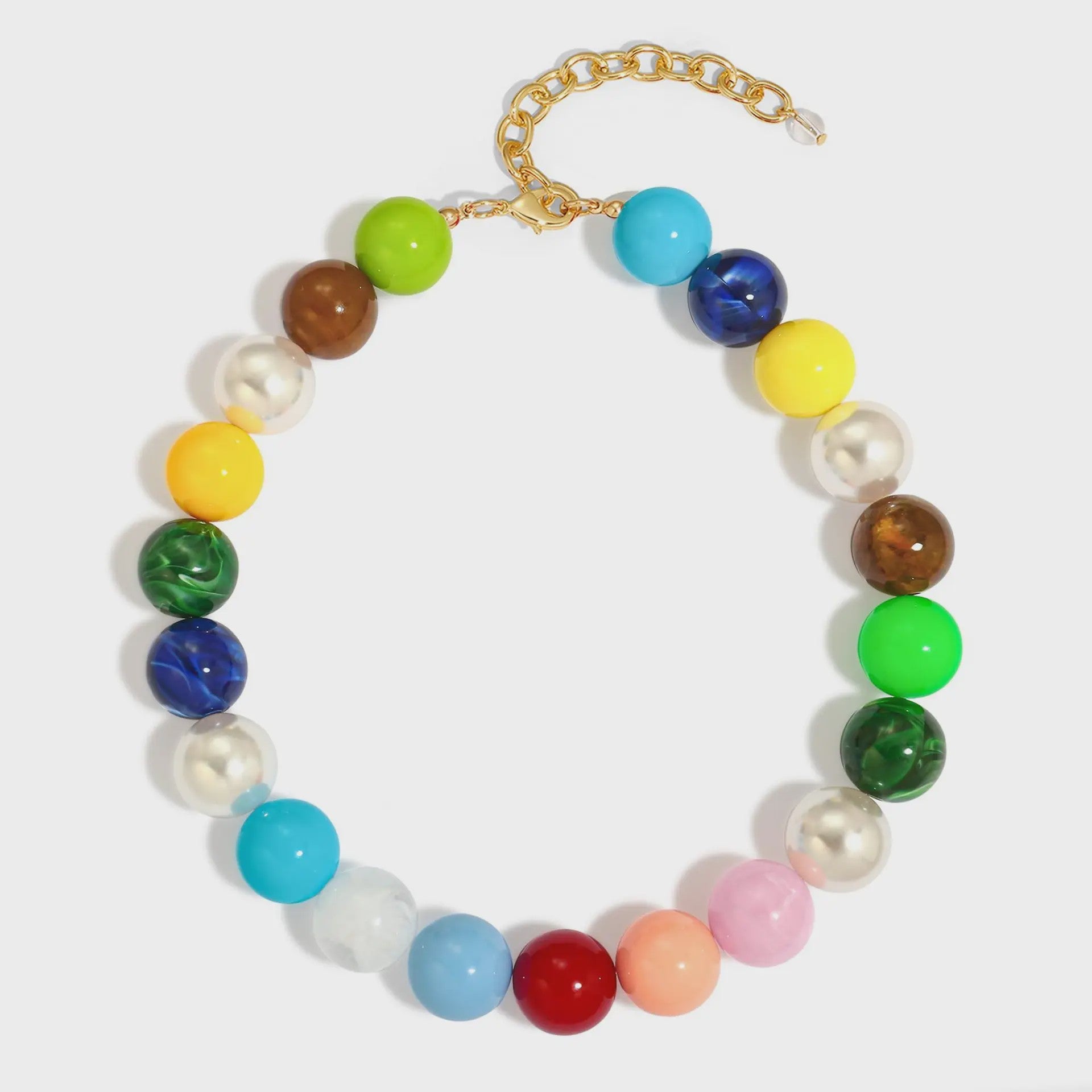 Bohemian Resin Kralen Ketting - Statement Choker met Dubbele Kleuren