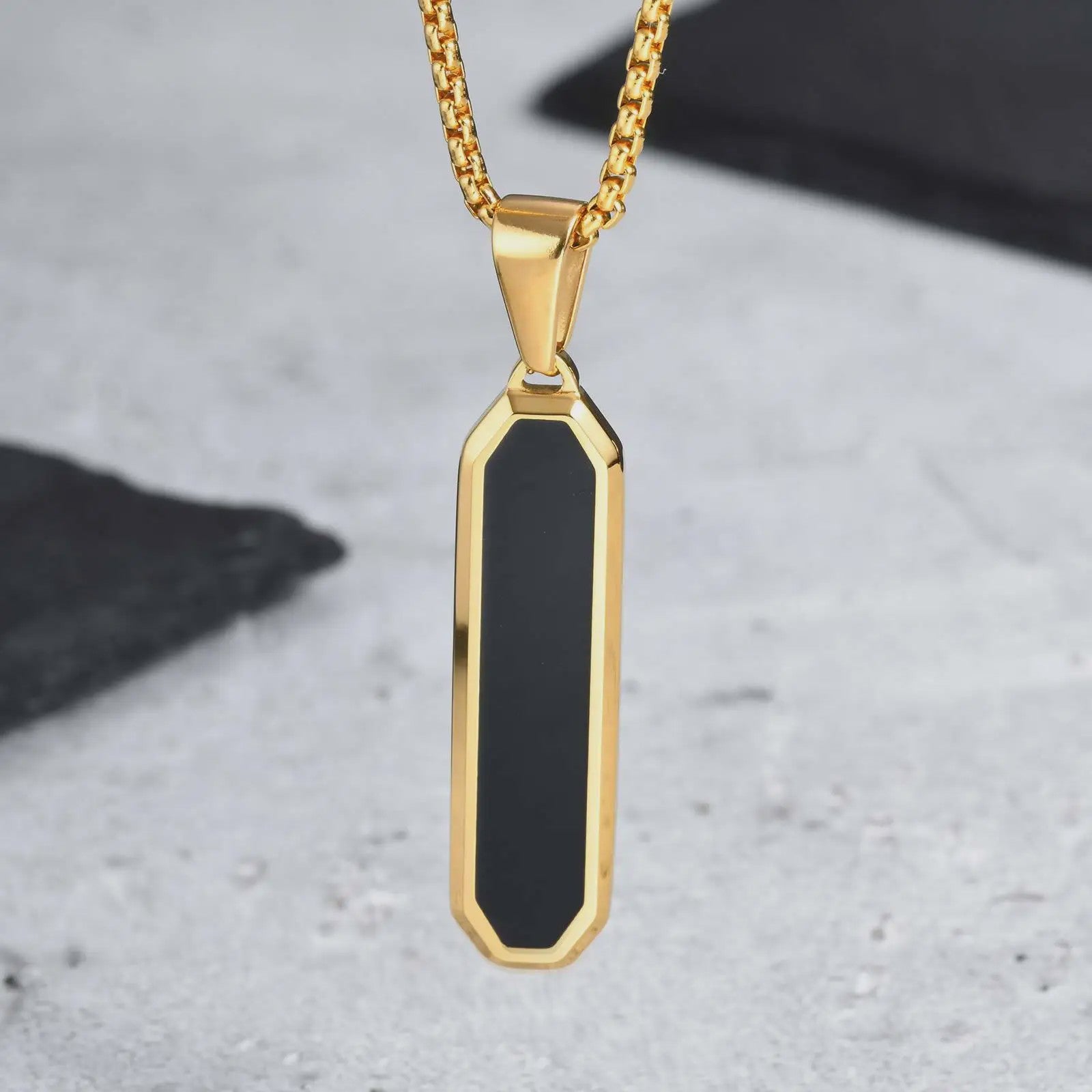 Stijlvolle RVS Hanger met Zwart Emaille - Geometric Dog Tag Ketting voor Mannen